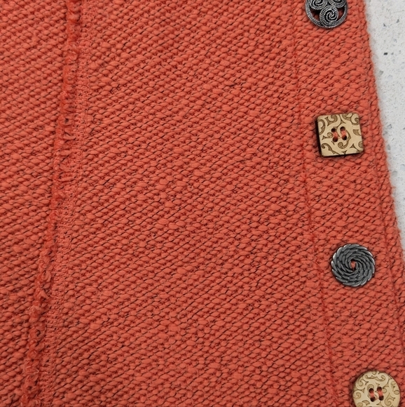 Soft Surroundings Women's Orange Tweed Tunic Sweater Cowl Neck Side Buttons XS - Picture 6 of 10